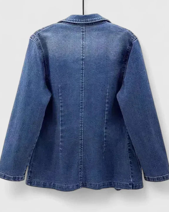 Solveig | Elegant Denim Blazer Med Klassisk Snit