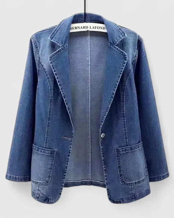 Solveig | Elegant Denim Blazer Med Klassisk Snit