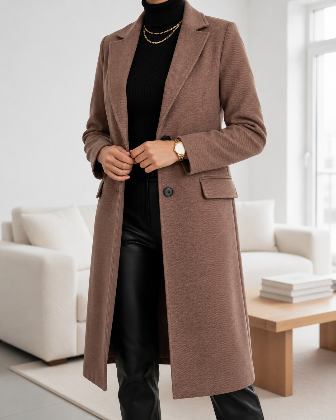 Camille | Elegant Lang Frakke Med Revers
