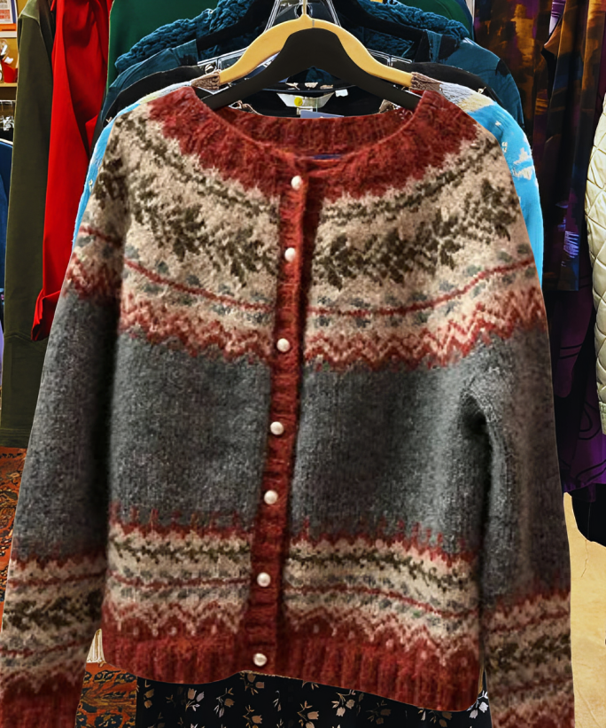 Astrid | Strikket Cardigan Med Nordisk Mønster Og Knapper