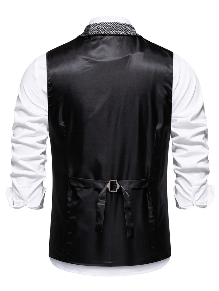 Morten | Patchwork Vest Med Revers Og Knaplukning