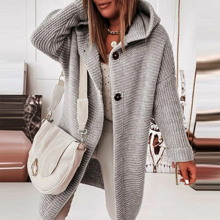 Nora | Strikket Cardigan Med Hætte Og Knaplukning