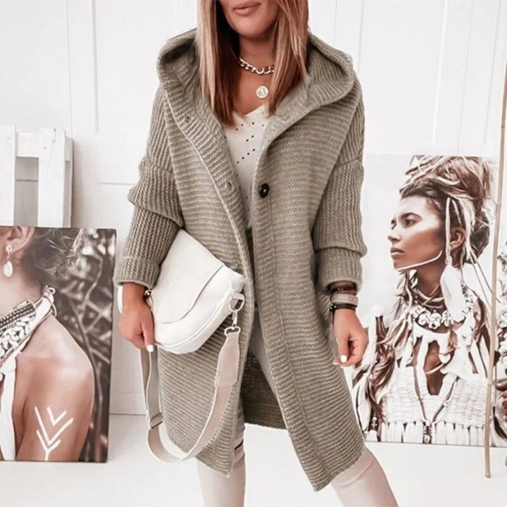 Nora | Strikket Cardigan Med Hætte Og Knaplukning