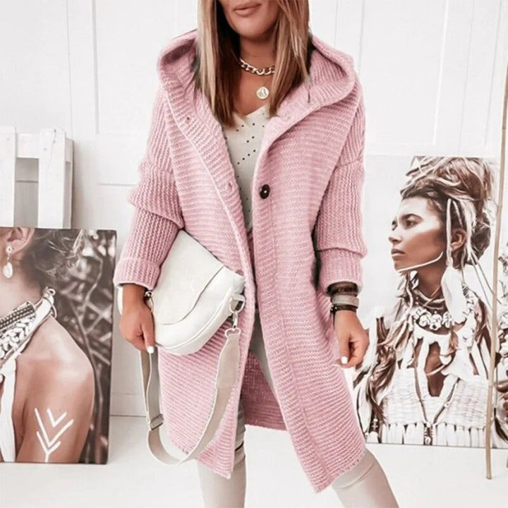 Nora | Strikket Cardigan Med Hætte Og Knaplukning