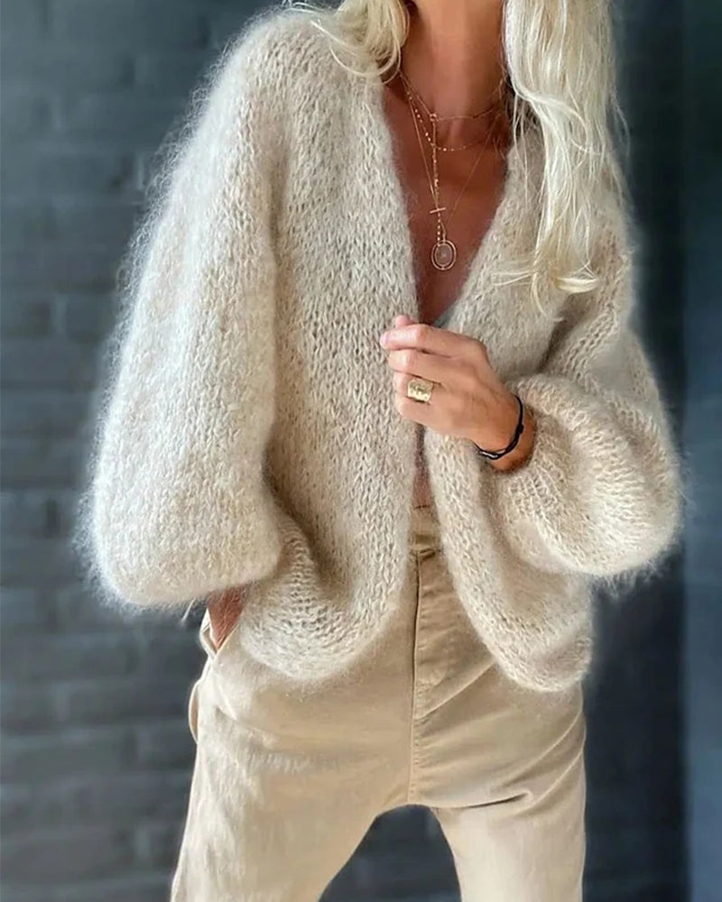 Yvonne | Elegant Strikcardigan Med Åben Front