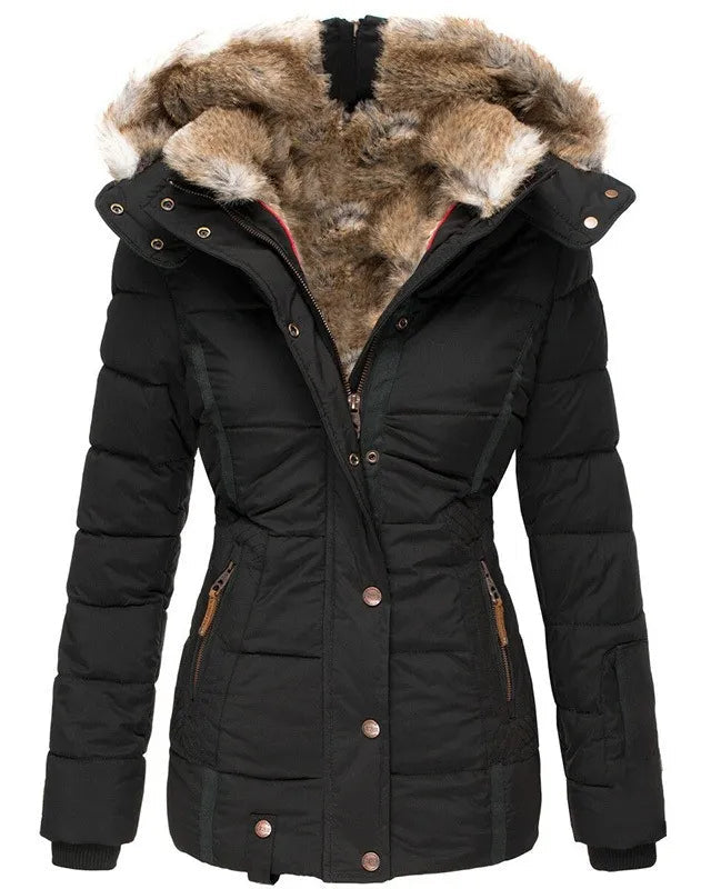 Tove | Elegant Vatteret Parka Med Pelskant