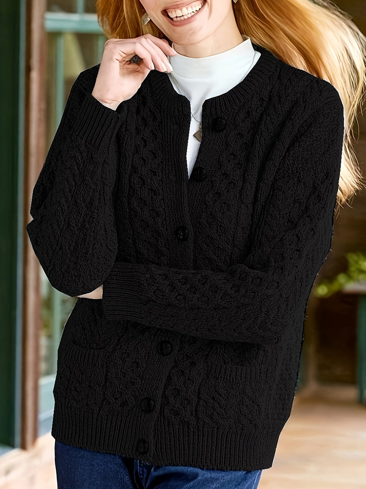 Katrine | Elegant Kabelstrikket Cardigan Med Knapper