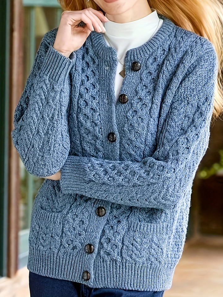 Katrine | Elegant Kabelstrikket Cardigan Med Knapper