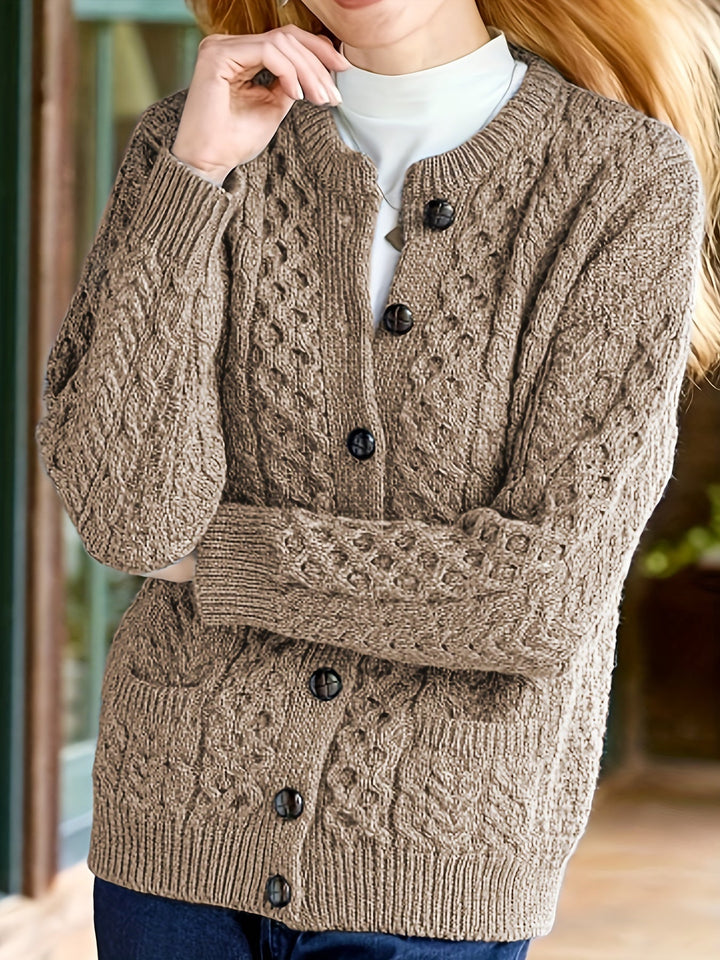 Katrine | Elegant Kabelstrikket Cardigan Med Knapper