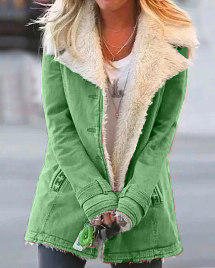 Maja | Elegant Duffle Coat Med Pelskrave