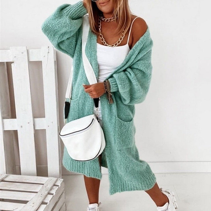 Freja | Langstrikket Cardigan Med Lommer