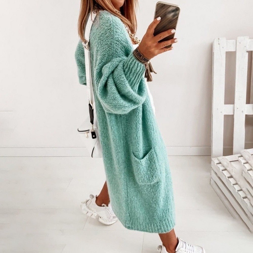 Freja | Langstrikket Cardigan Med Lommer
