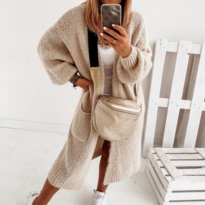 Freja | Langstrikket Cardigan Med Lommer