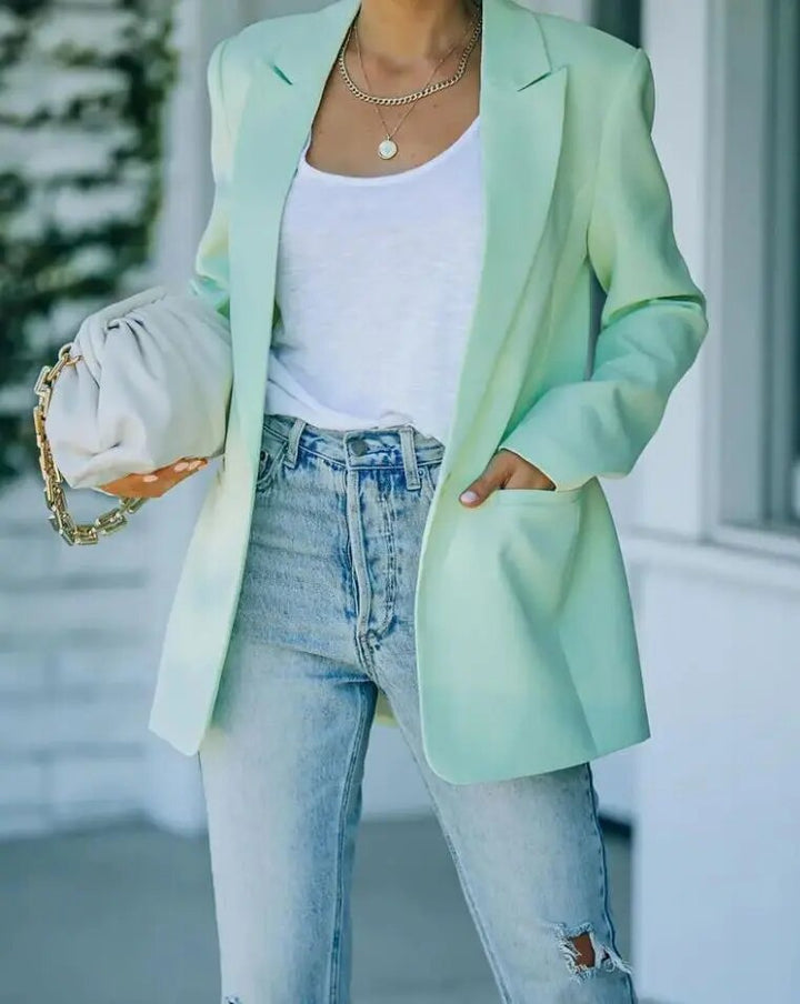 Helene | Elegant Blazer Med Revers Og Enkelt Knap