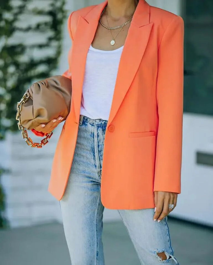 Helene | Elegant Blazer Med Revers Og Enkelt Knap