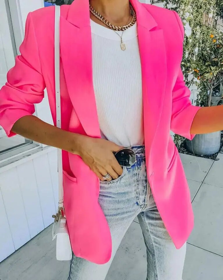 Helene | Elegant Blazer Med Revers Og Enkelt Knap