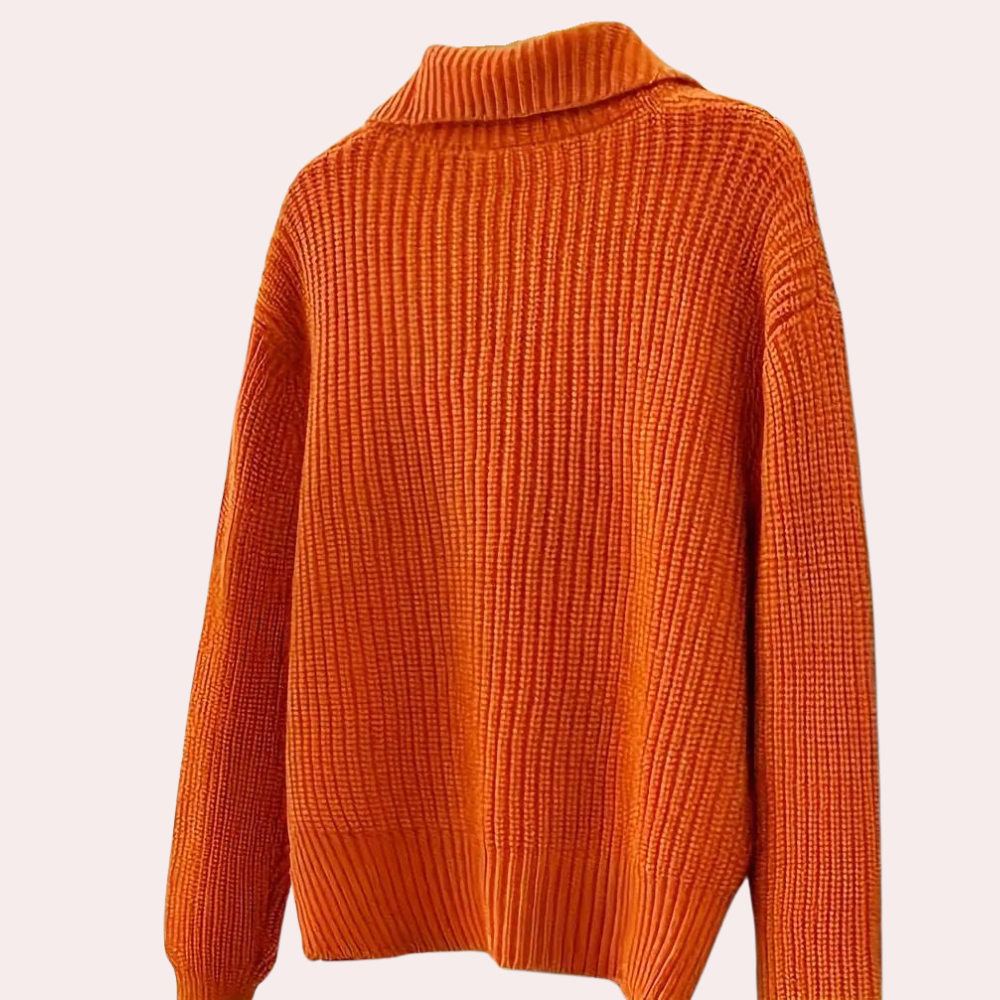 Freja | Strikket Cardigan Med Stor Krave Og Knapper