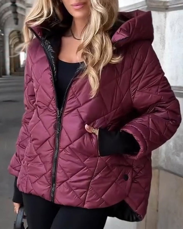 Lærke | Elegant Quiltet Jakke Med Høj Krave