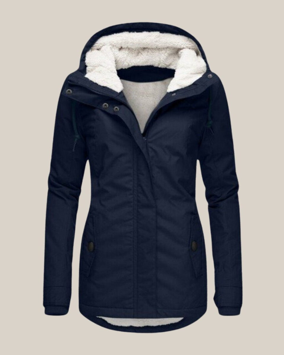 Kaja | Elegant Parka Med Hætte Og Teddyforing