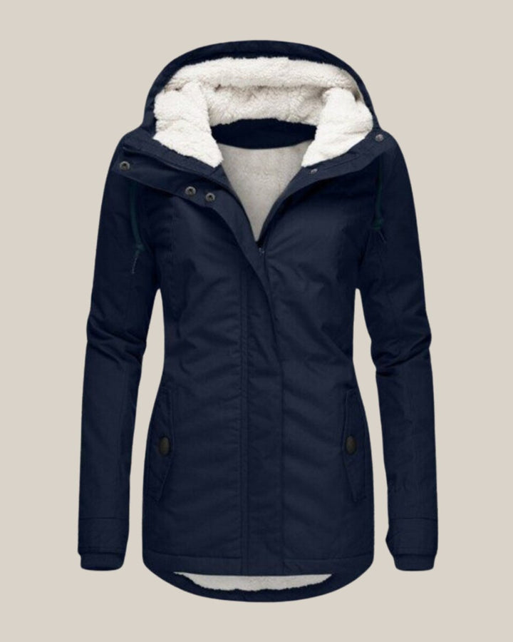 Kaja | Elegant Parka Med Hætte Og Teddyforing