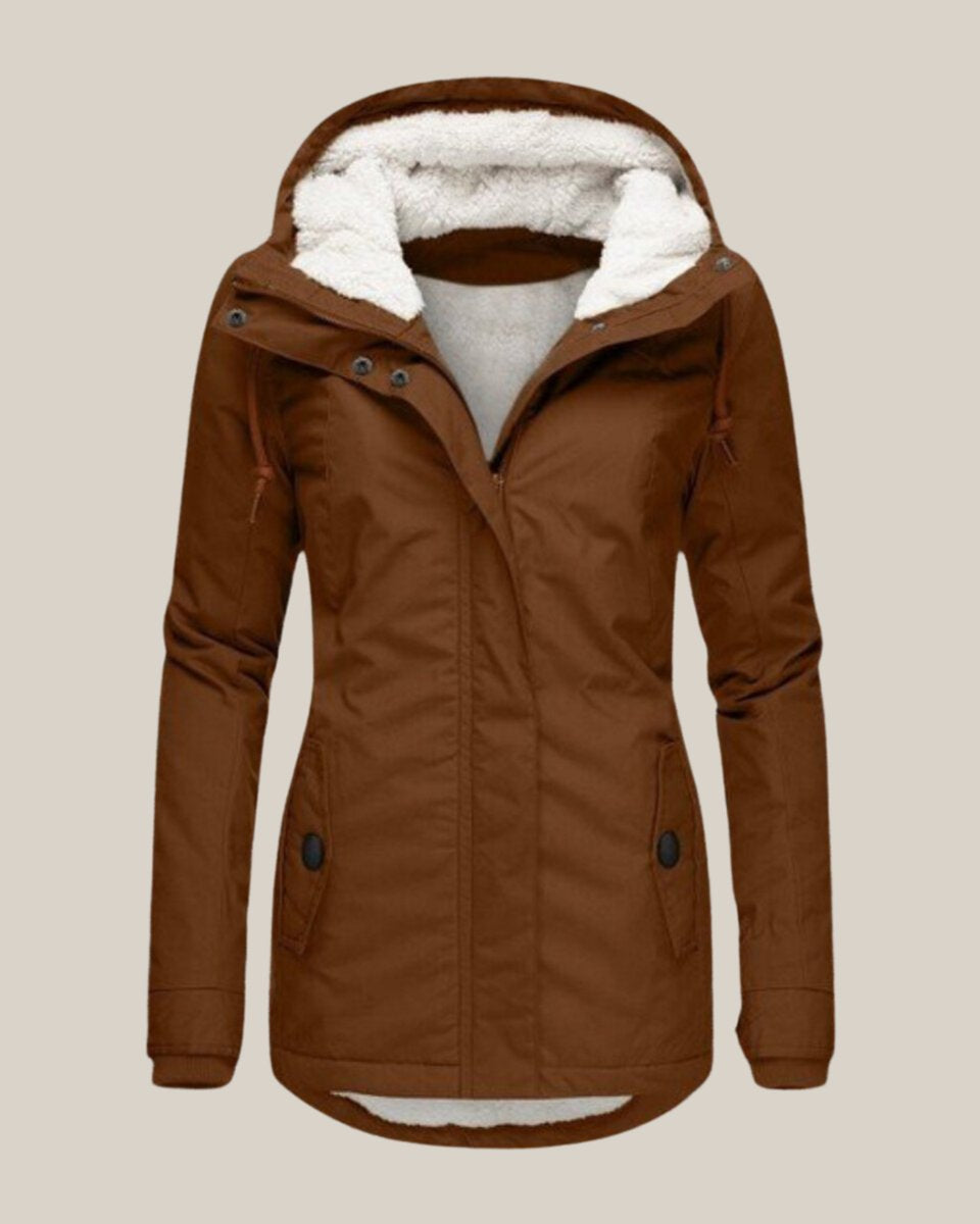 Kaja | Elegant Parka Med Hætte Og Teddyforing