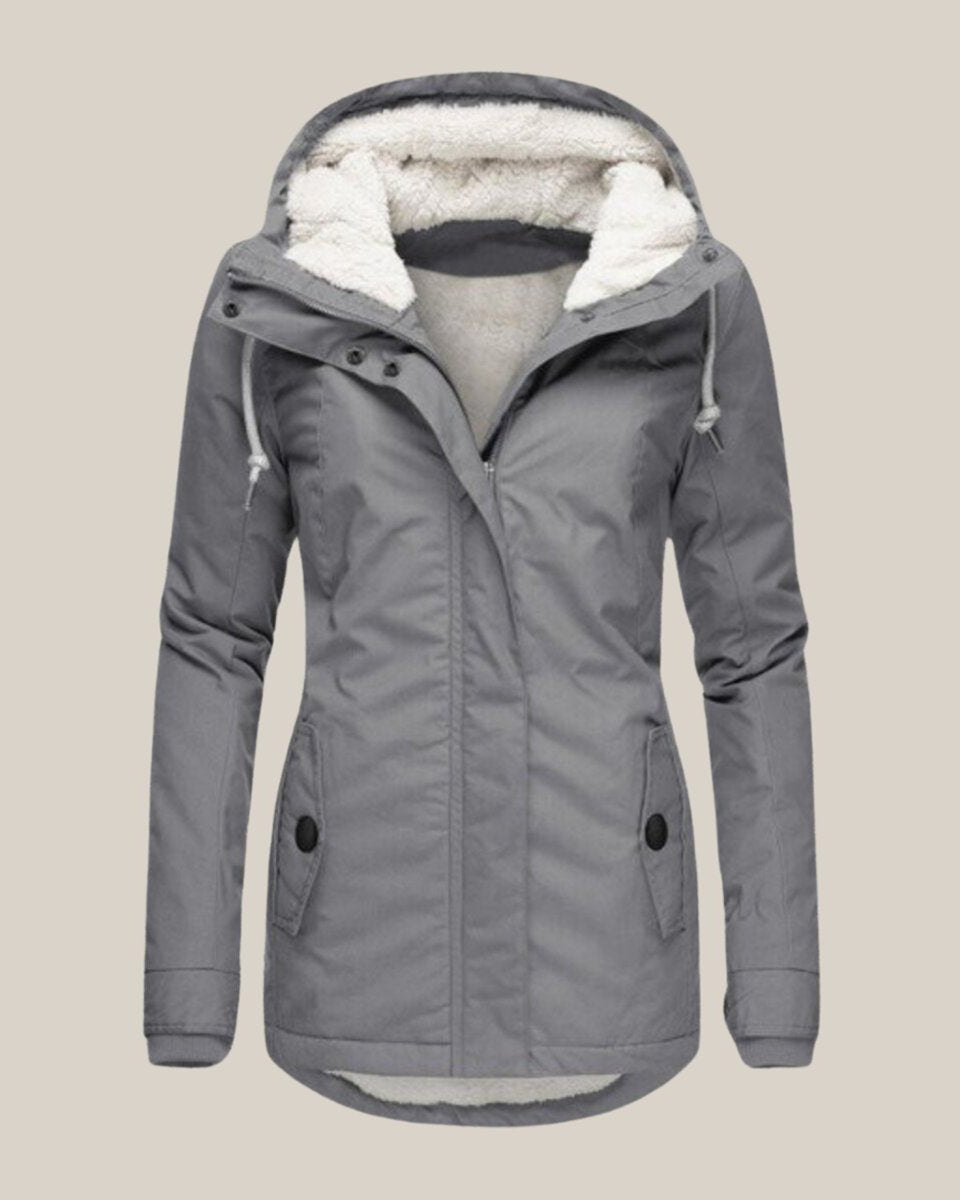 Kaja | Elegant Parka Med Hætte Og Teddyforing