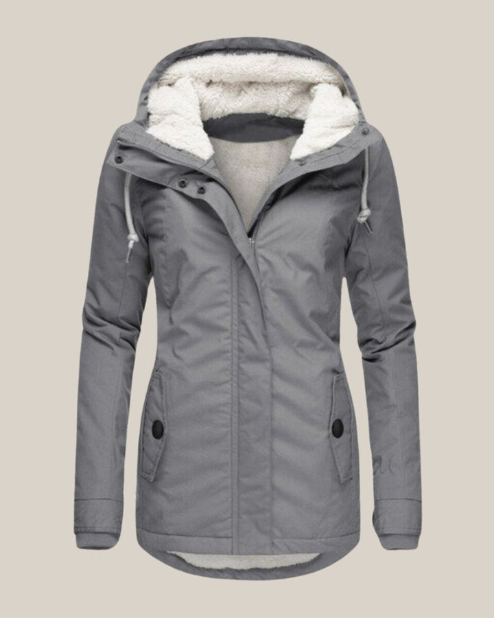 Kaja | Elegant Parka Med Hætte Og Teddyforing
