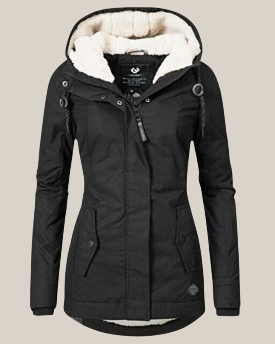 Kaja | Elegant Parka Med Hætte Og Teddyforing