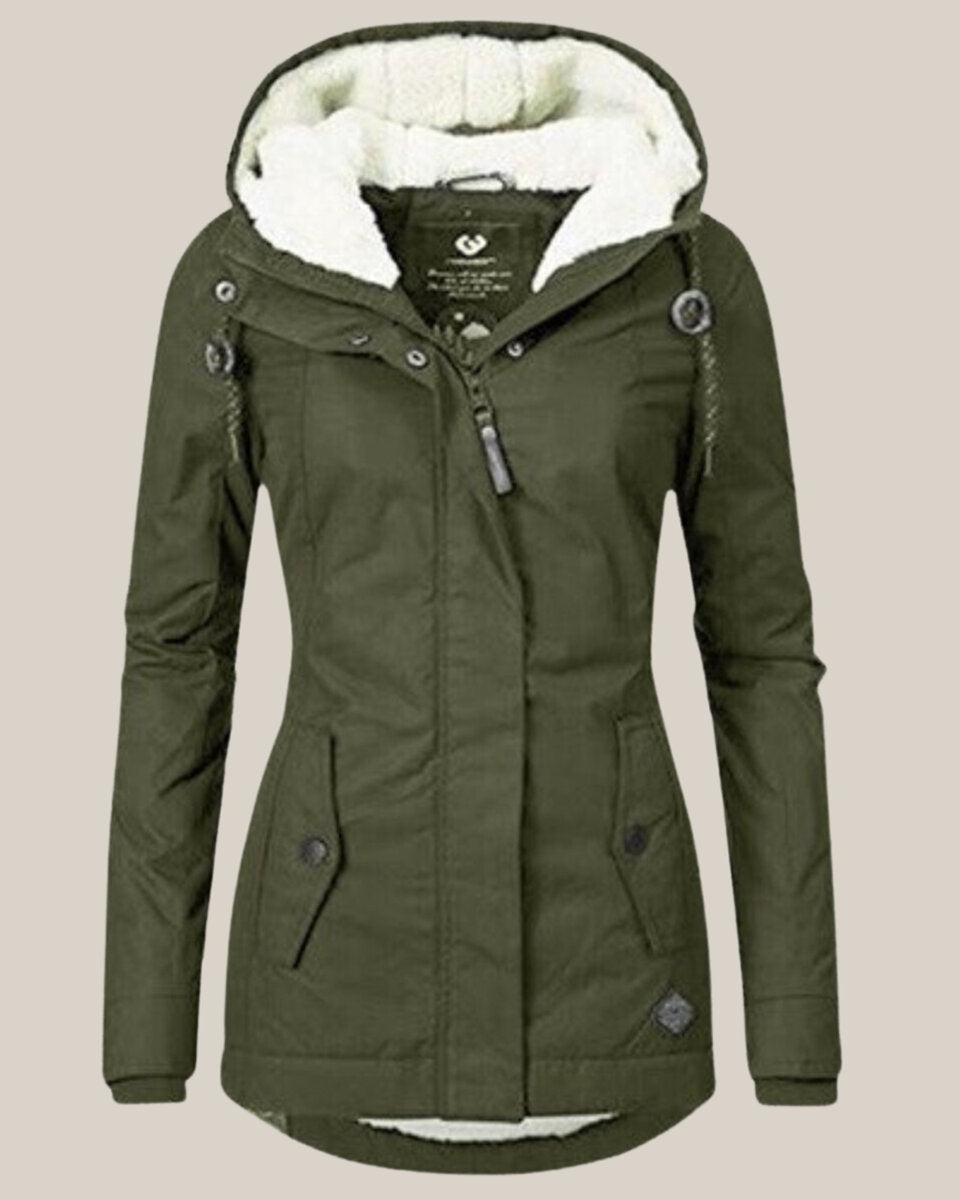 Kaja | Elegant Parka Med Hætte Og Teddyforing