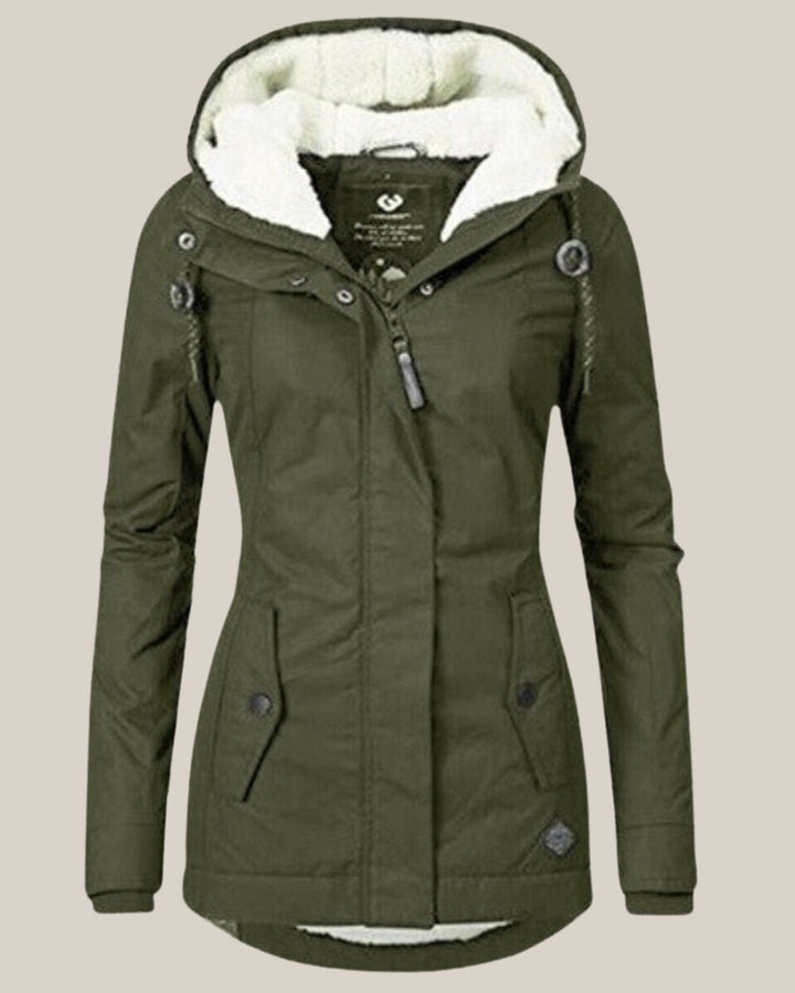 Kaja | Elegant Parka Med Hætte Og Teddyforing