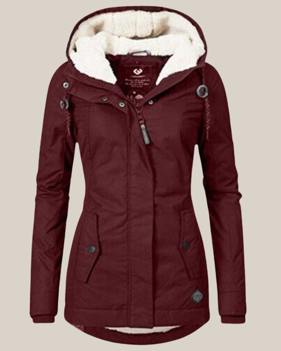 Kaja | Elegant Parka Med Hætte Og Teddyforing