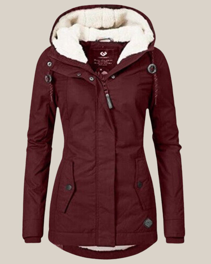 Kaja | Elegant Parka Med Hætte Og Teddyforing