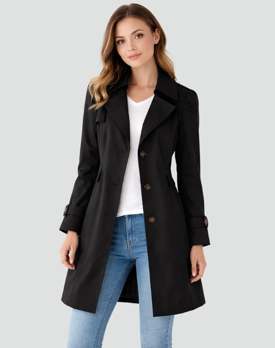 Freja | Elegant Lang Trenchcoat Med Revers
