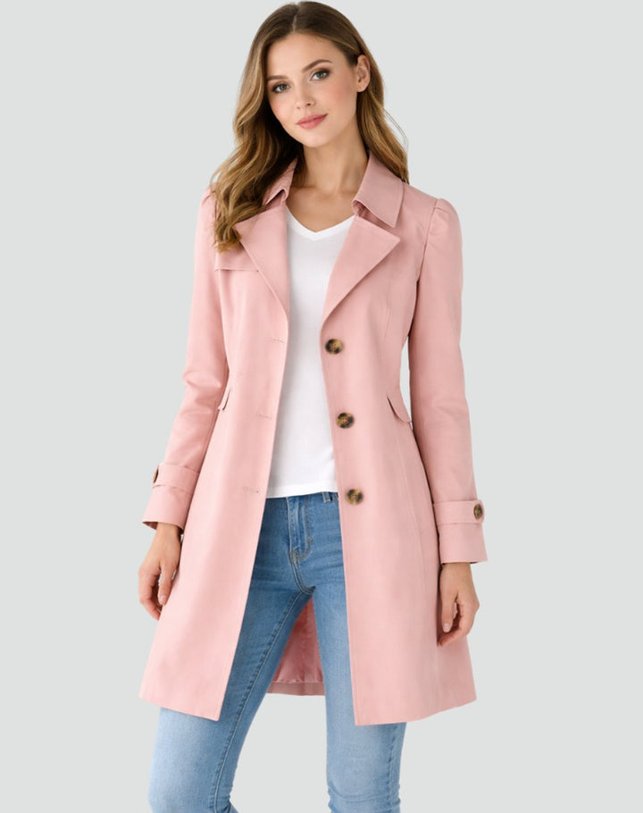 Freja | Elegant Lang Trenchcoat Med Revers