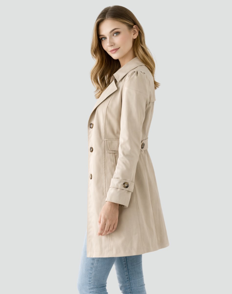 Freja | Elegant Lang Trenchcoat Med Revers