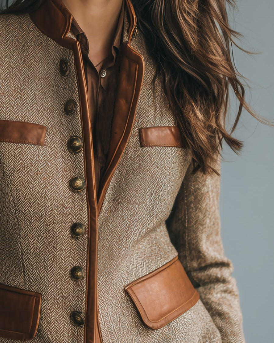 Jasmin | Elegant Klassisk Jakke Med Herringbone-Mønster